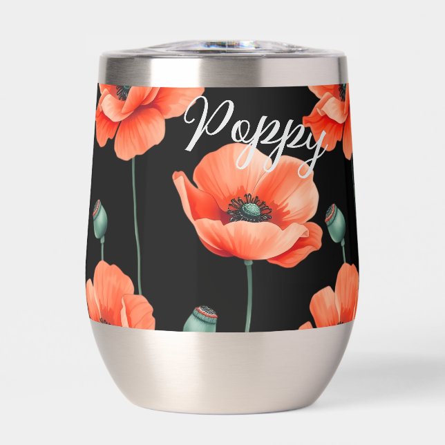 Rote Pflaumen Name Floral Thermal Wine Tumbler (Vorderseite)