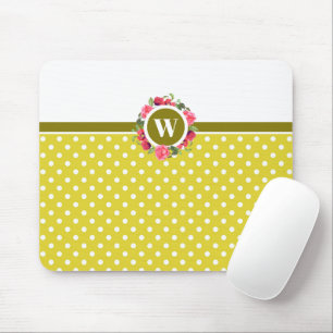 Rote Pflaumen, rosa Rosen, Monogramm Mousepad