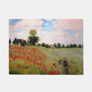 Rote Pflaumen von Monet - Mohnfeld Parasol-Frau Fußmatte