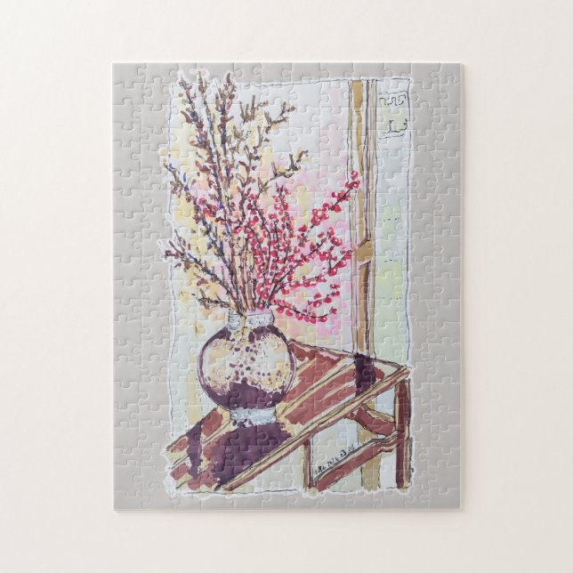 Rote Pflaumenblüten Puzzle (Vertikal)