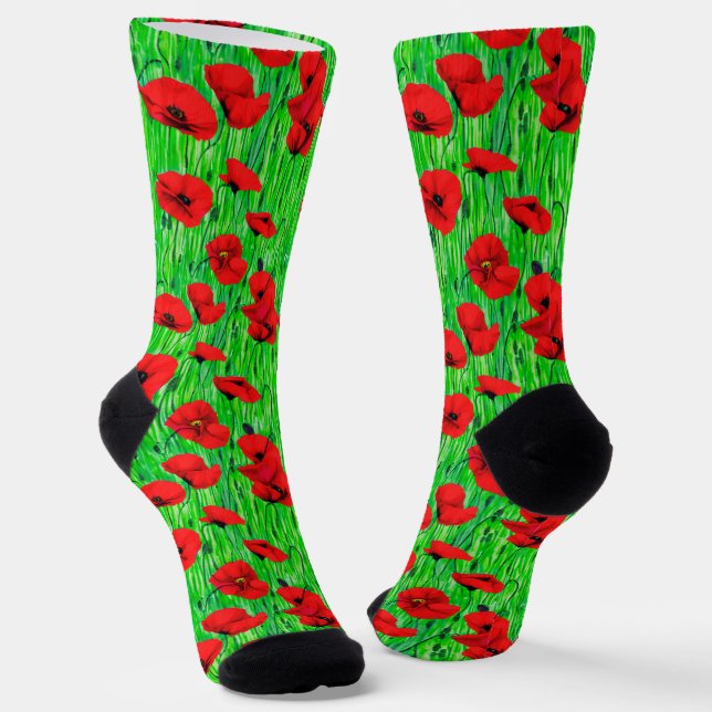Rote Pflücke in einem grünen Feld Socken (Gewinkelt)