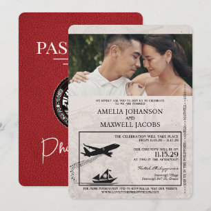 Rote philippinische Pass-Hochzeitseinladung Einladung