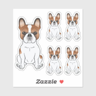 Rote Pied Französische Bulldogge Cartoon-Hund-Illu Aufkleber