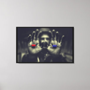 Rote Pille Blaue Pille Augenblick Erweckte Leinwan Leinwanddruck