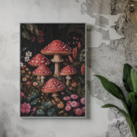 Rote Pilze in einem Fantasy-Wald