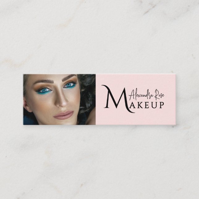 Röte-Pink-Makeup-Artist-QR-Code-Social-Icon-Mini Mini Visitenkarte (Vorderseite)
