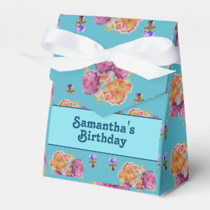 Rote Pink Rose Shabby Chic Teal Aqua Floral Gunst Geschenkschachtel