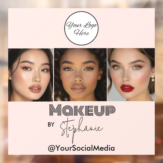 Röte-Pink-Script-Logo-Foto-Makeup-Studio Fensteraufkleber (Blatt 2)