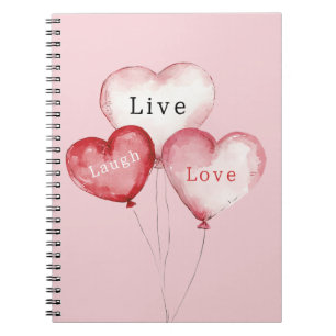 Rote Pink Weiße Herzballons Live Lachen Liebe Notizblock