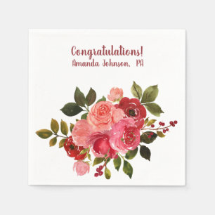 Rote Pinke Blumige Rose Abschluss Serviette