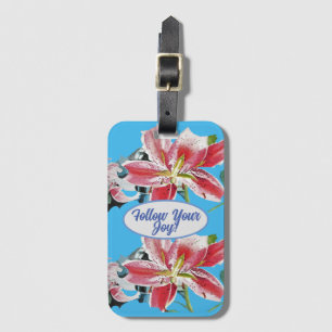 Rote Pinke Lilie Lillies floral Blau Ihre Freude Gepäckanhänger