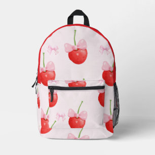 ROTE PINKFARBENE KIRSCHEN ZURÜCK ZUR SCHULE BEDRUCKTER RUCKSACK