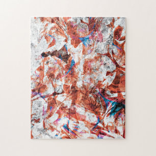 Rote Pinsel abstrakte moderne Digitalkunst Puzzle