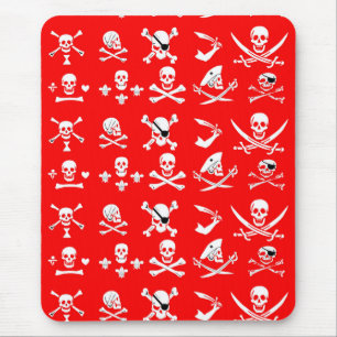 ROTE PIRATBANNER, KREUZTE, SCHWERTER MOUSEPAD