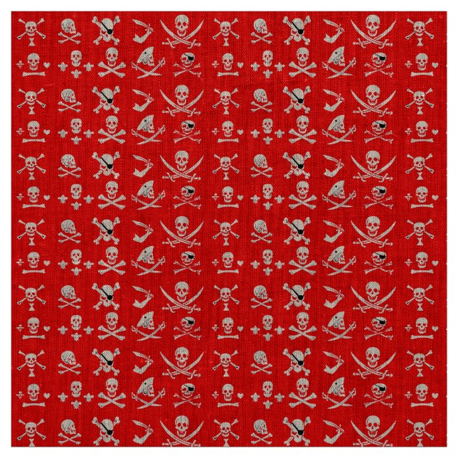 ROTE PIRATBANNER, KREUZTE, SCHWERTER STOFF (Muster)