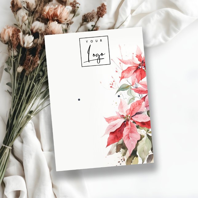 Rote Poinsettia Florals Logo Erudenhalter Visitenkarte (Von Creator hochgeladen)