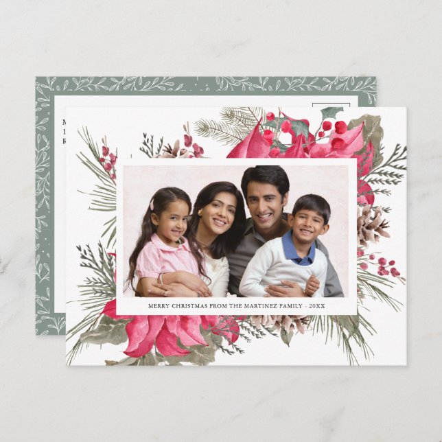 Rote Poinsettia Foto Feiertagspostkarte