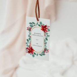 Rote Poinsettia Holiday Floral Monogramm Geschenkanhänger