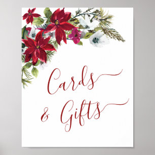 Rote Poinsettia Karten und Geschenke Hochzeit Poster