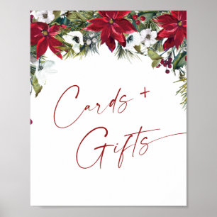 Rote Poinsettia Karten und Geschenke Hochzeit Poster