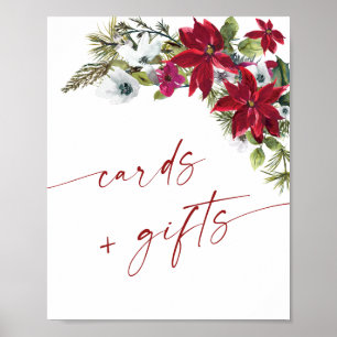 Rote Poinsettia Karten und Geschenke Hochzeit Poster