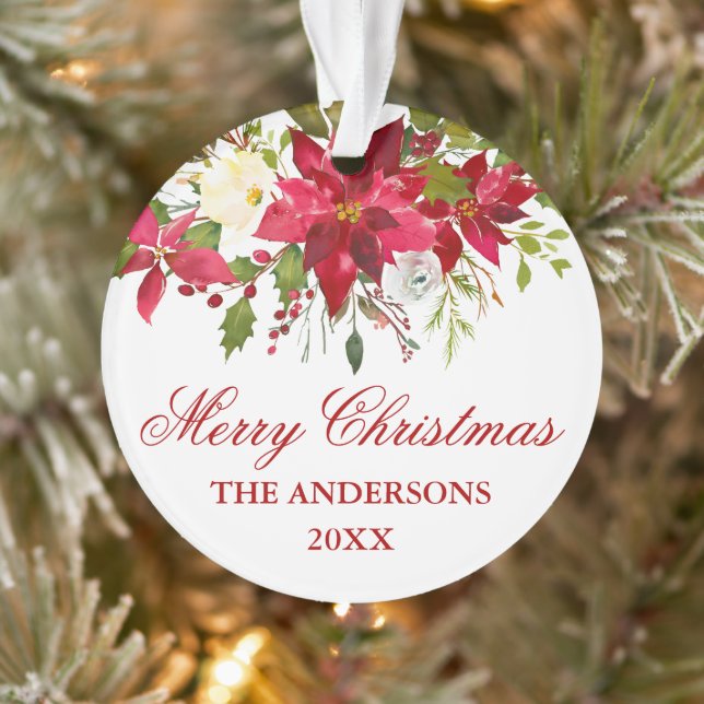 Rote Poinsettia Personalisiert Ornament (Baum)