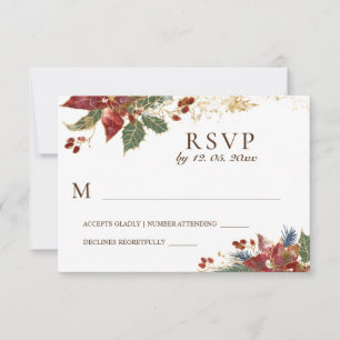 Rote Poinsettia Weihnachtsfeier RSVP Karte
