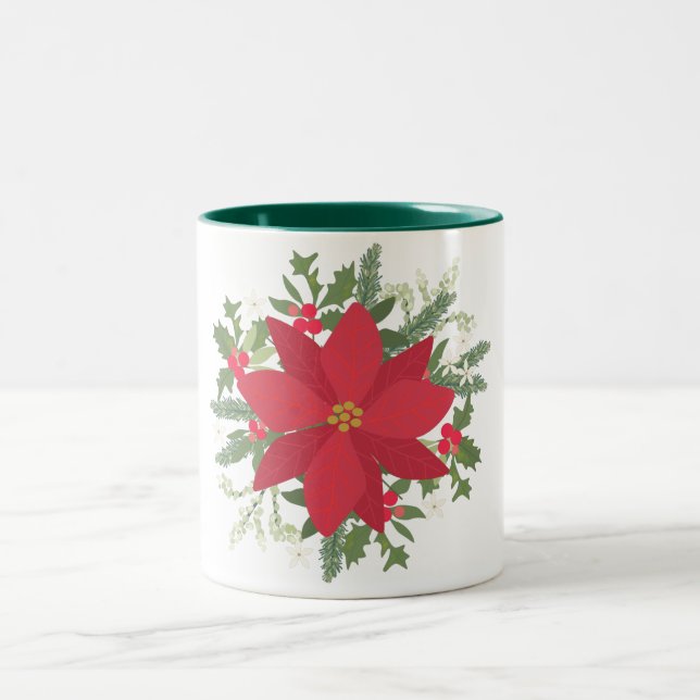 Rote Poinsettianer Zweifarbige Tasse (Mittel)