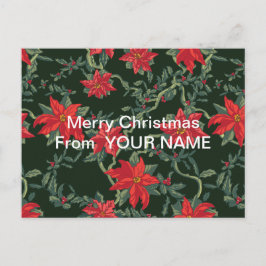 Rote Poinsettias Schwarzer Hintergrund für die Wei Einladungspostkarte