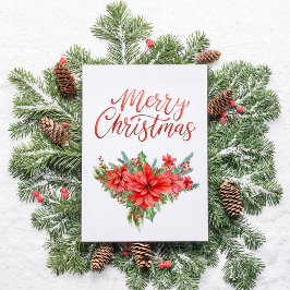 Rote Poinsettie Klassisches Einfaches Frohe Weihna Feiertagskarte