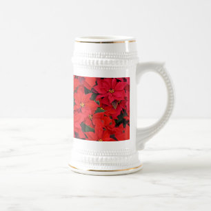 Rote Poinsettien I Weihnachtsflorales Foto Bierglas