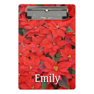 Rote Poinsettien I Weihnachtsflorales Foto Mini Klemmbrett