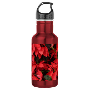 Rote Poinsettien II Weihnachtsfloristik Edelstahlflasche