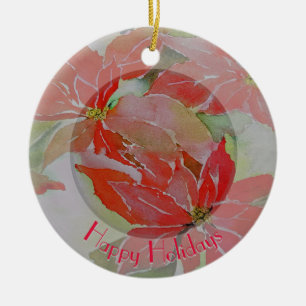 Rote Poinsettien mit Ihrem Rundschreiben Keramikornament