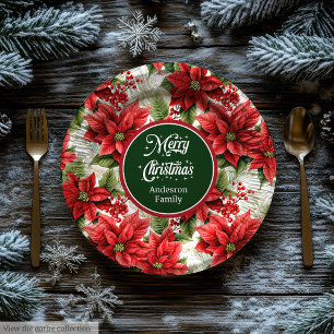 Rote Poinsettien-Weihnachts-Teller im eleganten De Pappteller