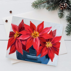 Rote Poinsettien-Weihnachtsbouquet-Blumen-Aquarell Feiertagspostkarte
