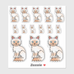 Rote Point Birma / Ragdoll Süße Cartoon Katzen Aufkleber