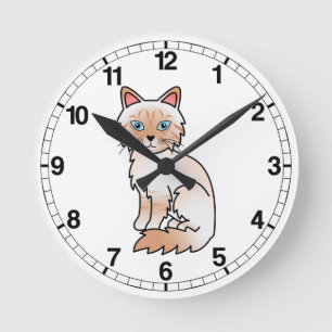 Rote Point Tabby Birman / Ragdoll Katze Runde Wanduhr