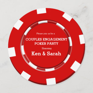 Rote Poker-Chip-Herz-Verlobungs-Hochzeitseinladung Einladung
