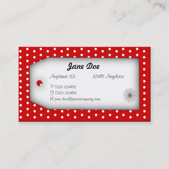 Rote Polka Dot Business Card Visitenkarte (Vorderseite)