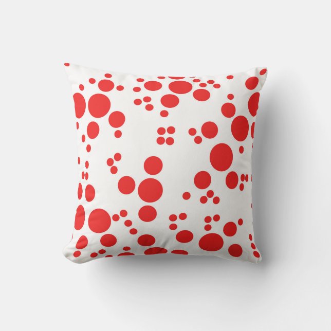 Rote Polka dots abstrakte Kunstwerfer Kissen (Vorderseite)