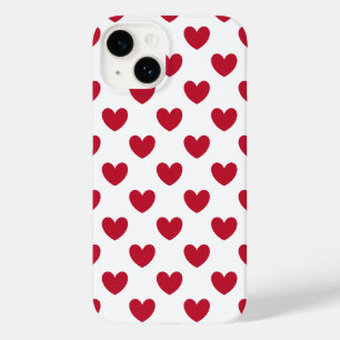 Rote Polka Herz auf weißem Fall Case-Mate iPhone 14 Hülle