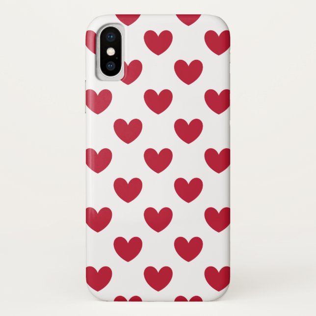 Rote Polka-Herzen auf weiß Case-Mate iPhone Hülle (Rückseite)