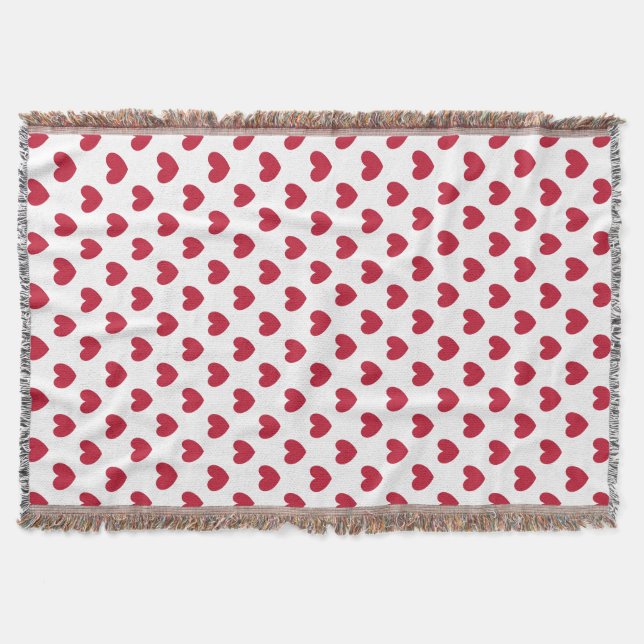Rote Polka-Herzen auf weiß Decke (Vorderseite)