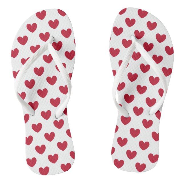 Rote Polka-Herzen auf weiß Flip Flops (Fußbett)