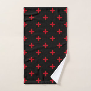 Rote Polka-Kreuze auf schwarz Handtuch