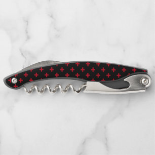 Rote Polka-Kreuze auf schwarz Kellnermesser
