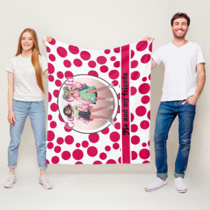 Rote Polka Punkte auf weißem Hintergrund Fleecedecke