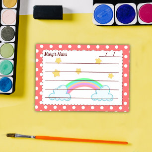 Rote Polka-Punkte, niedliche Sterne & Regenbogen 4 Post-it Klebezettel