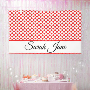 Rote Polka-Punkte   Personalisierter Name Banner